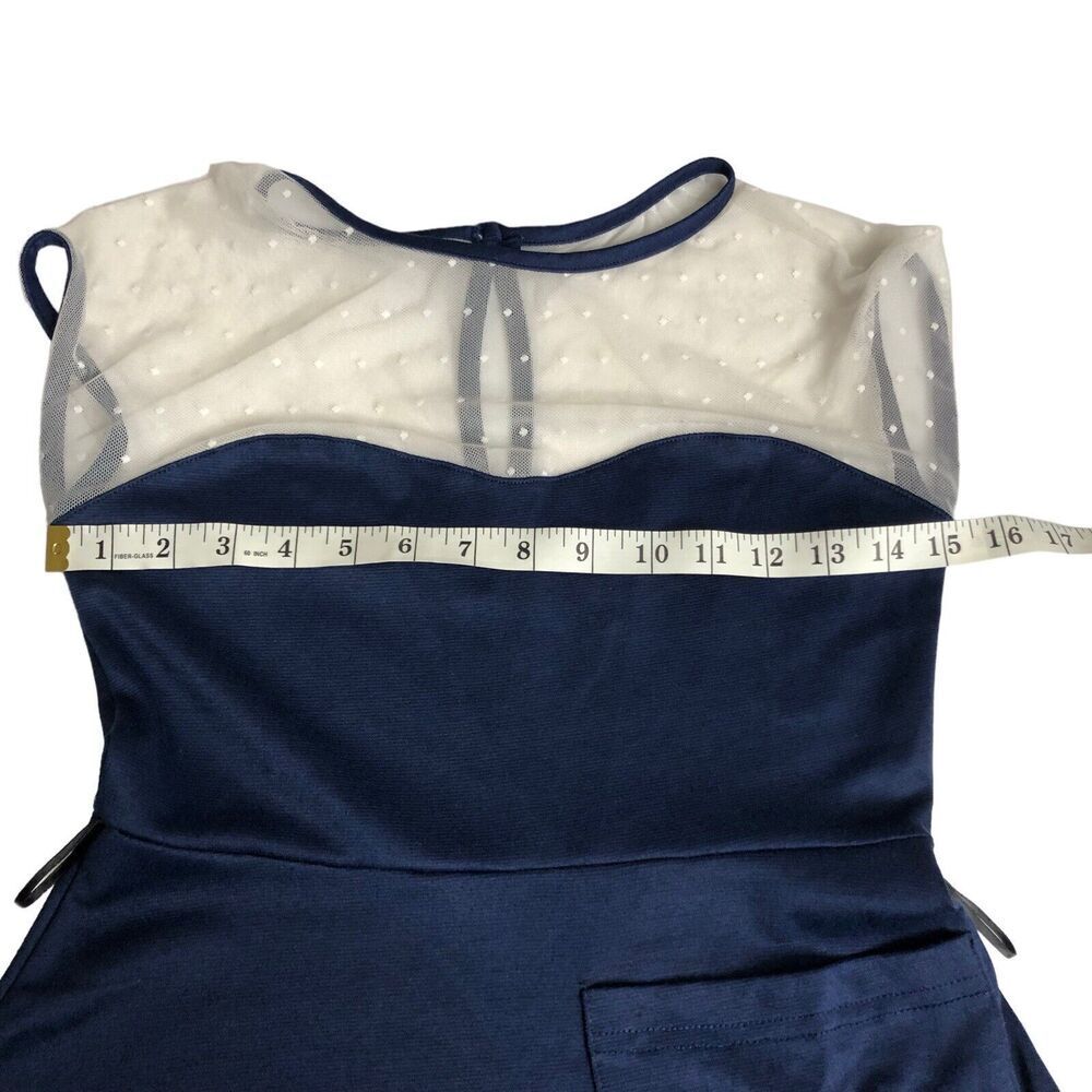 Rock Steady Dress Womens Small Blue Rockabilly Retro Pin Up Swiss Dot Nautical - Picture 14 of 14